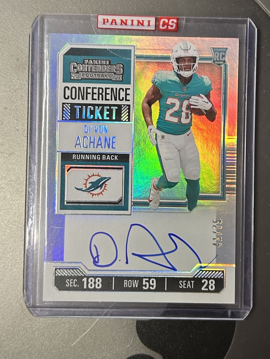 Devon Achane 2023 Panini Contenders Conference Ticket Rookie On Card Auto /75