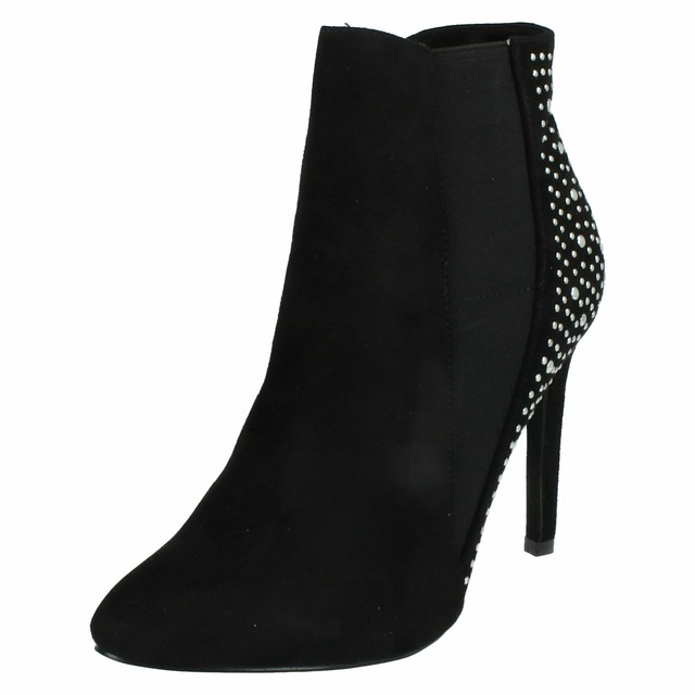 ladies black stiletto ankle boots
