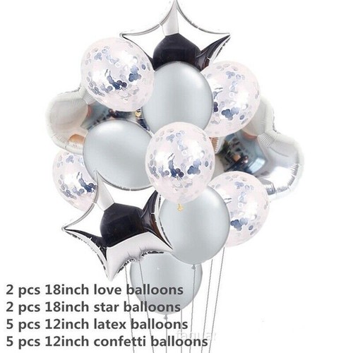 14pcs/set Wedding Birthday Balloons Latex Foil Ballon Kids Girl Baby Party Decor - Picture 15 of 16