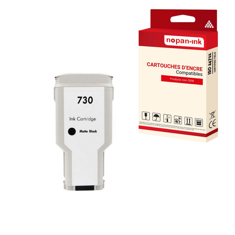 Cartouche HP730 Noir Mat compatible traceur DesignJet - Encre 300ml NOPAN-I