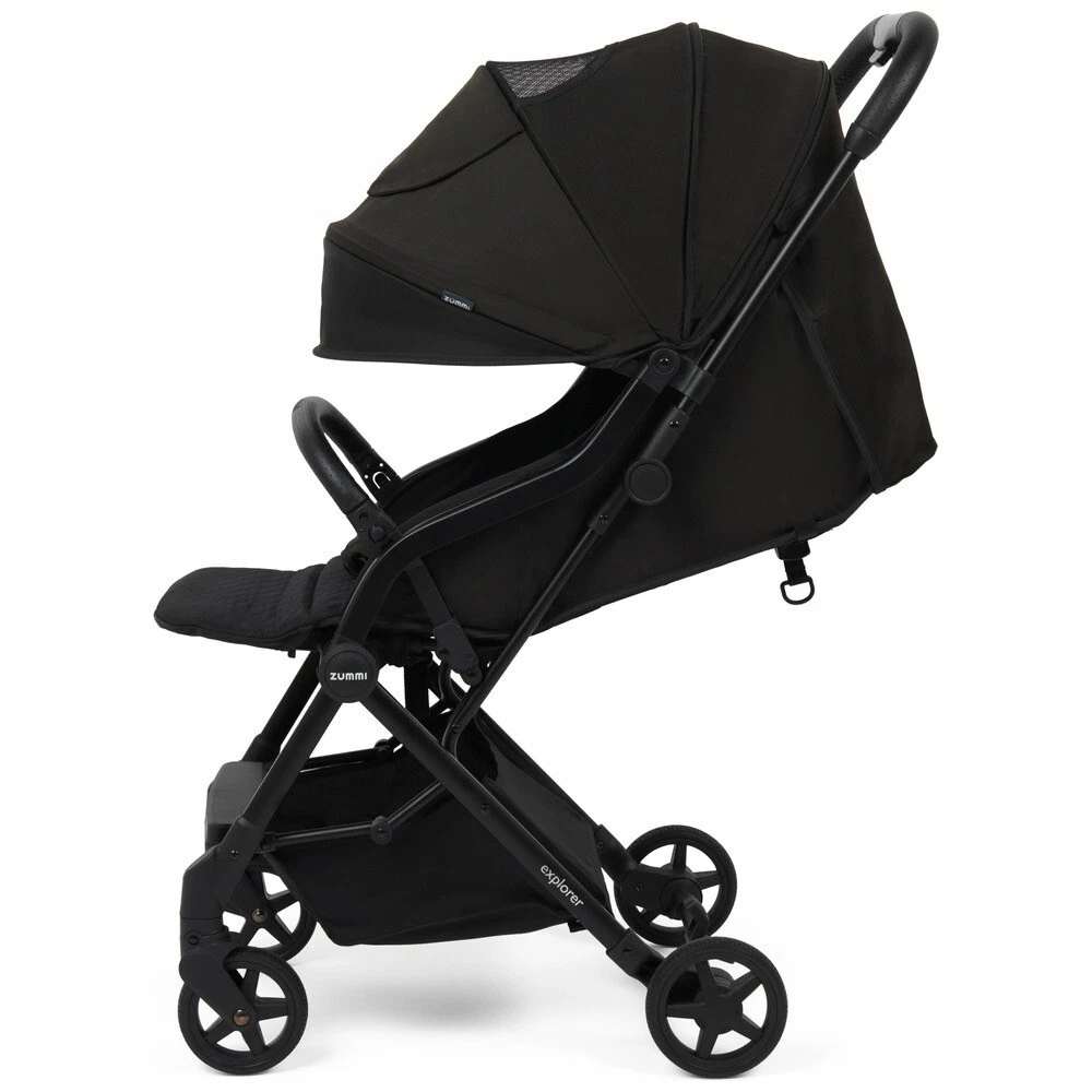 Compact Stroller Black Zummi Explorer Lightweight Travel Pushchair Foldable NEW