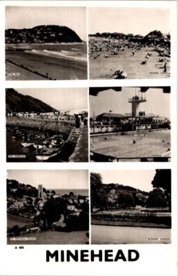 RPPC Postcard Multiple Views Minehead Area Bay Warren Sands United Kingdom 13596