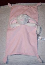 Carters White Bunny Pink Knotted Corner Pacifier Security Blanket Rattle GUC