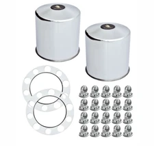 22.5" 10 Lug 33mm Lug Nuts Eagle Flight Stainless Steel Rear Wheel Axle Trim Kit