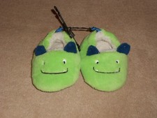 NEW, BABY INFANT BOY GREEN MONSTER SLIPPERS, SIZE 4