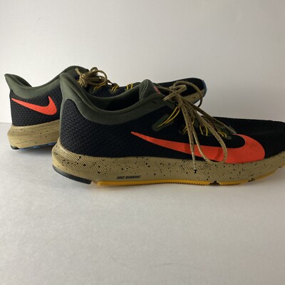 Nike Quest Running Shoes CJ6185-003 Olive Green Black Red Men's Size 12 