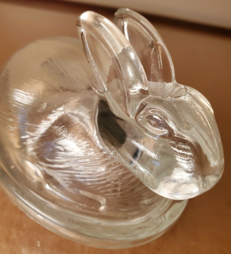 Bunny On A Nest Clear Dish Candy Dish Trinket Dish Relish Dish
