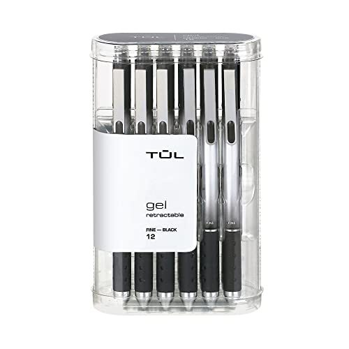 Gel Pens Retractable Fine Point 0.5 Mm Gray Barrel Black Ink Pack Of 12-image
