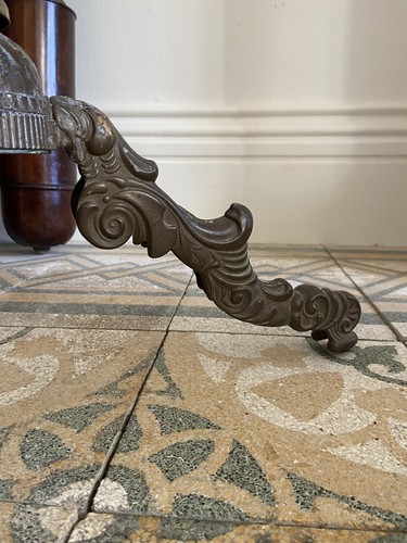 A Large Brass and Turned Wood Continental Pricket Altar Candlestick 79cm - Bild 4 von 9