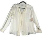 Coldwater Creek Tops Women Ivory Satin Silky M Petite Preppy Minimalist Career