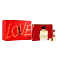 YSL LIBRE 3 PC GIFT SET W- 1.7OZ EDP + MINI ROUGE VOLUPTE SHINE LIPSTICK + POUCH