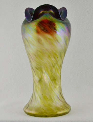 Rindskopf Art Glass Vase Multi Color Circa 1900 Polished Pontil (11") - Picture 4 of 9