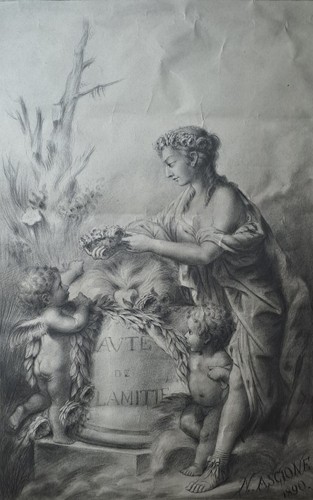 Disegno Antico.Spettacolare disegno di Nicola Ascione,firma e data,1890;39x50 - Foto 7 di 18