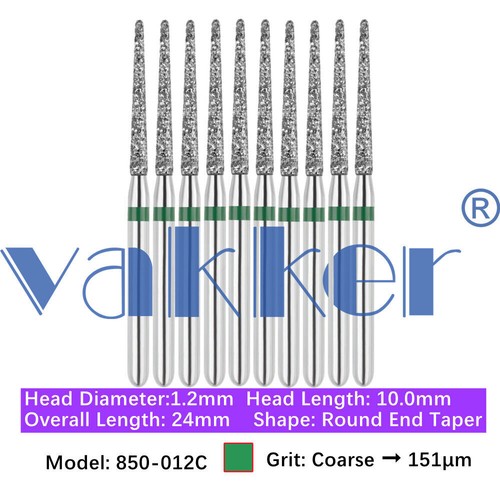10pc/pk Vakker Dental FG Diamond Burs Round Long/ Round End Taper for High Speed - Picture 17 of 77