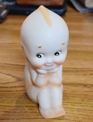 Kewpie Thinking Doll Hand Painted VTG Bisque Blue Winged 4''x 2'' by Borgfelot