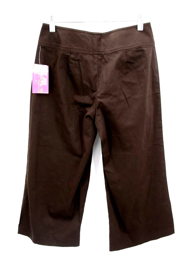 Pantalones Sunny Leigh para mujer 6P marrón frente plano recortados elásticos nuevos con etiquetas Foto 2 de 4