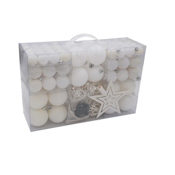 100 Weihnachtskugeln Weiss Stern Baumspitze Baumschmuck Kugel Weihnachten-image