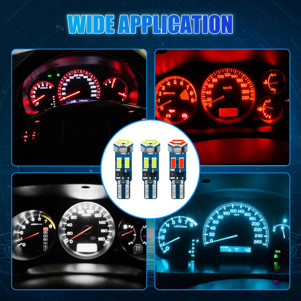 10PCS T5 74 17 37 7SMD LED Speedometer Instrument Gauge Cluster Dash ...