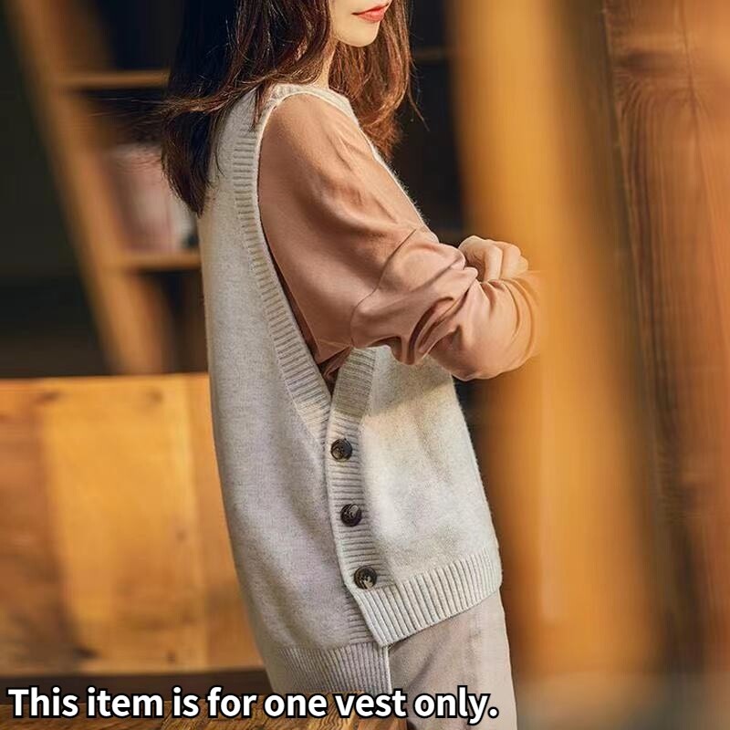 Women Knit Waistcoat Tank Top Sleeveless Sweater Vest Pullover Side Button  Gilet