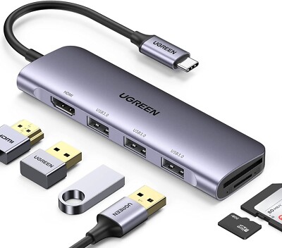 UGREEN USB C Hub, 6-in-1 USB C to USB Adapter, 4K HDMI Adapter Multiport Dong...