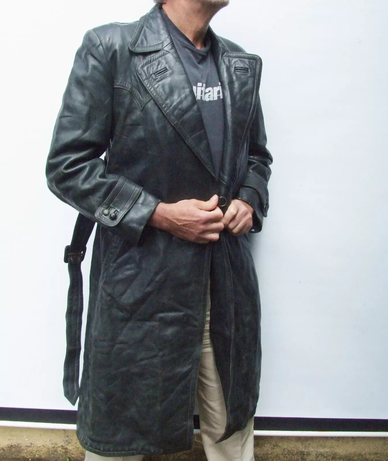 Premium Vintage GERMAN Heavy Leather Officers Military Trench Coat WW2