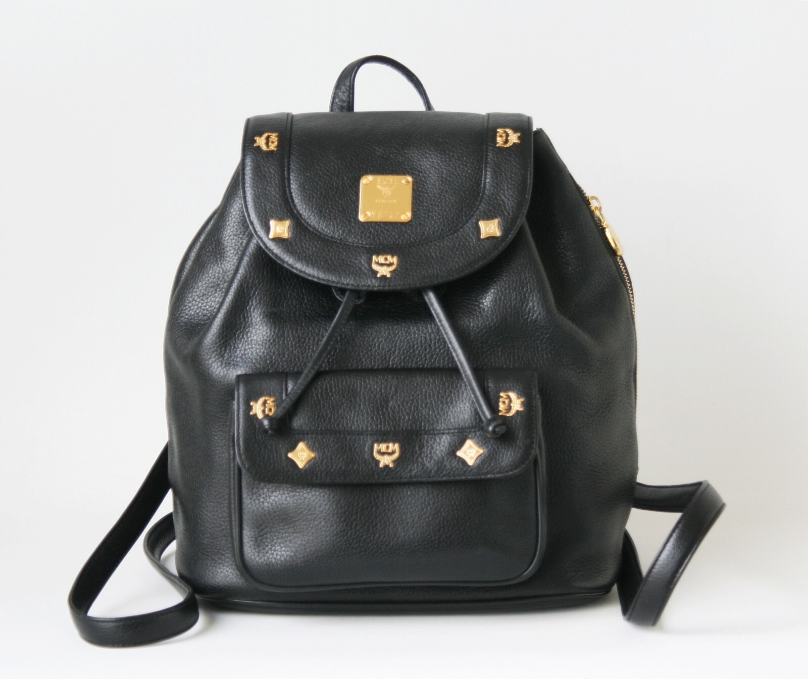 MCM Backpack Black Leather Large Authentic Vintag… - image 1