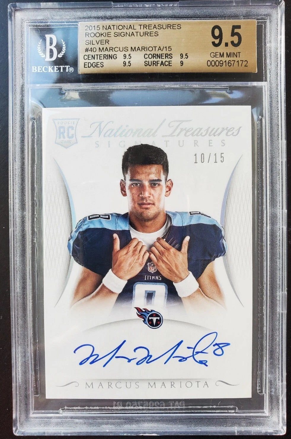 Marcus Mariota Panini National Treasures Rookie Signature Rps #RSRMM Silver