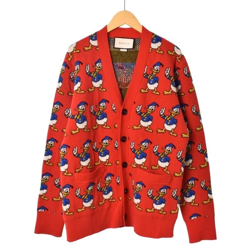 Gucci Disney Donald Back Embroidered Cardigan V Neck Men s Size XS