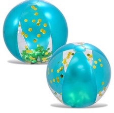 POZA Inflatable Beach Balls Set of 2 - Elegant Glitter Confetti Premium Floaters