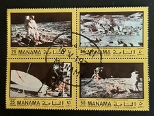 Manama: 1970 - Apollo Moon Landing - 20Dh, 40Dh, 25Dh and 50Dh - CTO Stamps