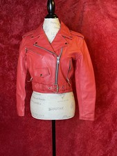 Vintage Leather King Red Leather Womens Motorcycle Jacket Size Medium