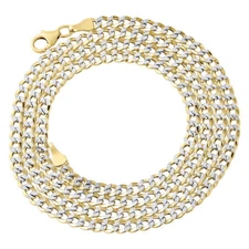 1/10th 10K Yellow Gold 3.30mm Diamond Cut Curb Cuban Chain Necklace 16- 24 Inch