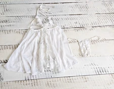Dreamgirl Lingerie Size S Vintage White Bridal Lace & Mesh Open-Cup Babydoll Set