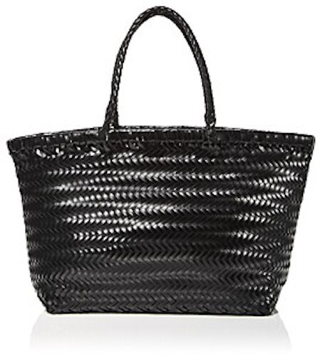 Aqua X4206 Black Large Basket Weave Tote Size 15x9x5 in - Picture 1 of 4