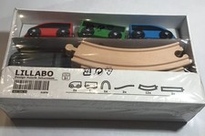 IKEA Lillabo Wooden Train Set 20 Pieces Track Bridge Cars Multi Color New Sealed