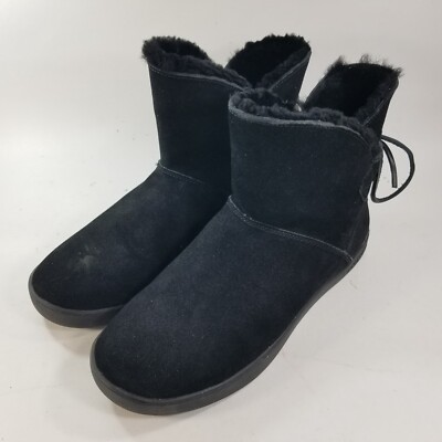 Koolaburra by Ugg Boots Womens 8 Shazi Shearling Black Suede Ankle Top 1019362