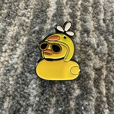 Duck Enamel Pin Yellow Chick Flower Fan Helmet Duck On A Cartoon Lapel Backpack
