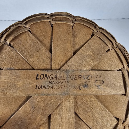 Longaberger 6.5” Small Round Button Basket Leather Handles Handwoven - Picture 6 of 6