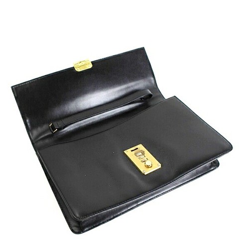 Authentic Dunhill clutch bag with dial lock, leather, black, gold hardware, - Picture 5 of 9