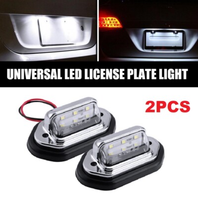 2-Piece LED License Plate Light Assembly For Trucks, Trailers & RVs - 12-24V White 6000K