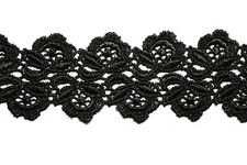 Unotrim 1.75" Off-White Black White Floral Scalloped Venice Lace Trim By Yardage