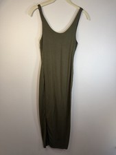 Fashion Nova Olive Knit Bodycon Midi Dress Sleeveless Scoop Neck Size S