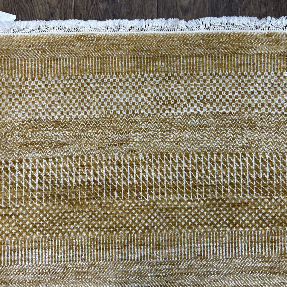 Alfombra oriental abstracta moderna anudada a mano beige corredor oriental ancho 2’9x 10’6  Foto 4 de 4