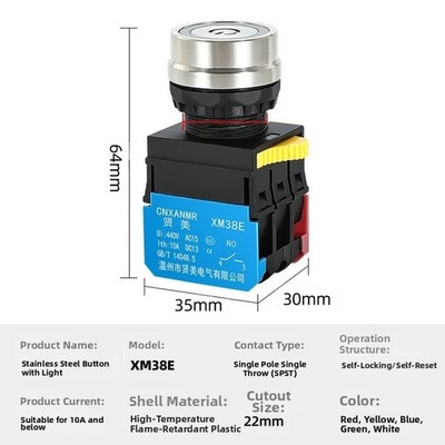 22 mm Drucktastenschalter XM38E 11DNJ IP65 Nennleistung selbstrückstellend rot
