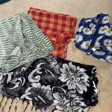 Bundle x 4 Quality Scarves - Next / Per Una / FatFace - Striped / Check / Floral