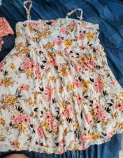 Torrid Floral Print Sleeveless Sundress White Pink Yellow Size 4