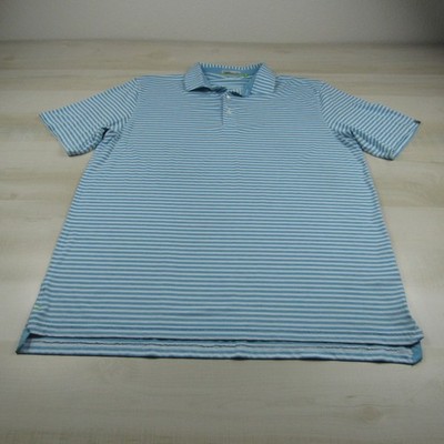 Tasc Performance Polo Shirt Mens Large Blue Striped Performance Stretch *Read