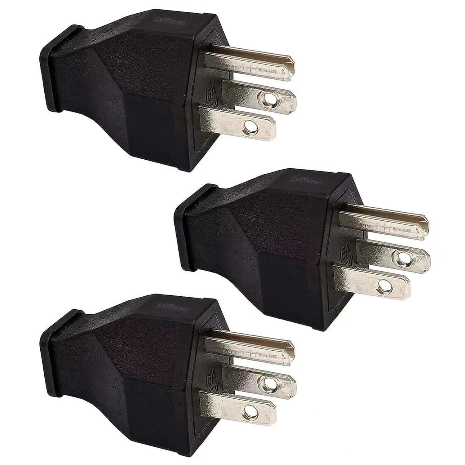 Straight Blade Plug 15 Amp 125 Volt, Grounding 3-Wire Male Extension Black