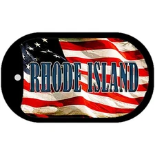 Rhode Island Metal Novelty Dog Tag Necklace 2" x 1"