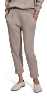 NWT Women s Varley Doublesoft Rolled Cuff Pant 25in Taupe Pleated Quiet Luxury L
